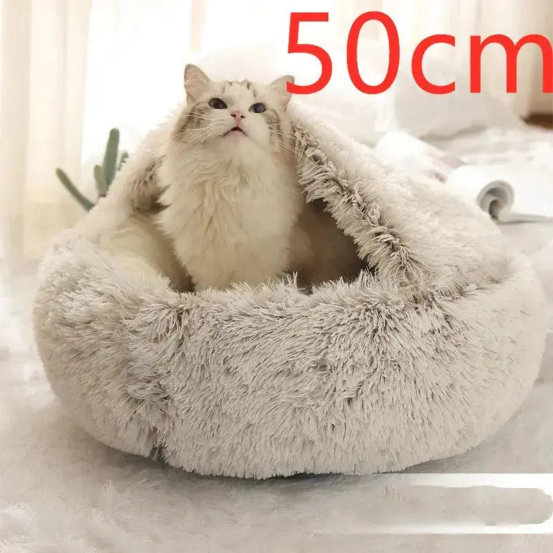 2-in-1 Dog & Cat Bed - Round Plush Warm Winter Pet House Meifu Market