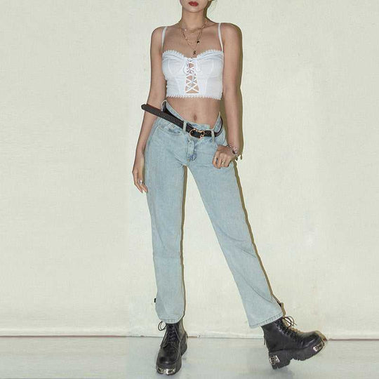 Women's Hollow Backless Lace Crop Camisole - Meifu Market