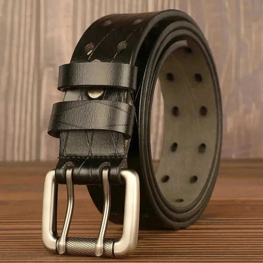 double pin buckle belt | genuine leather belt for men | adjustable casual belt | energy saving