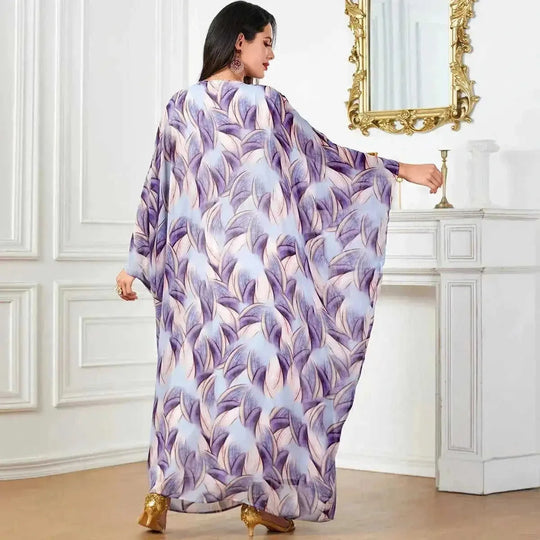 arabic print maxi dress | long sleeve floral dress | muslim modest clothing | energy saving