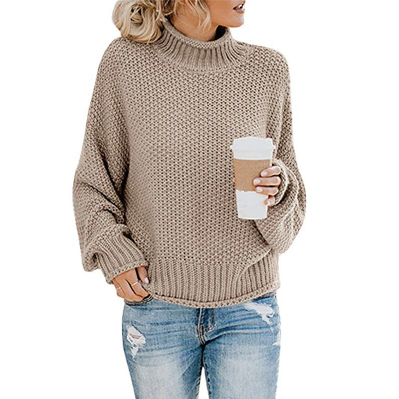 Solid Turtleneck Pullover Sweater Winter Fashion Casual Knitted Long-Sleeved Top Women's Clothing Meifu Market