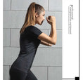 Compression sports tights short-sleeved women's stretch yoga clothes running quick-drying T-shirt training fitness clothin...