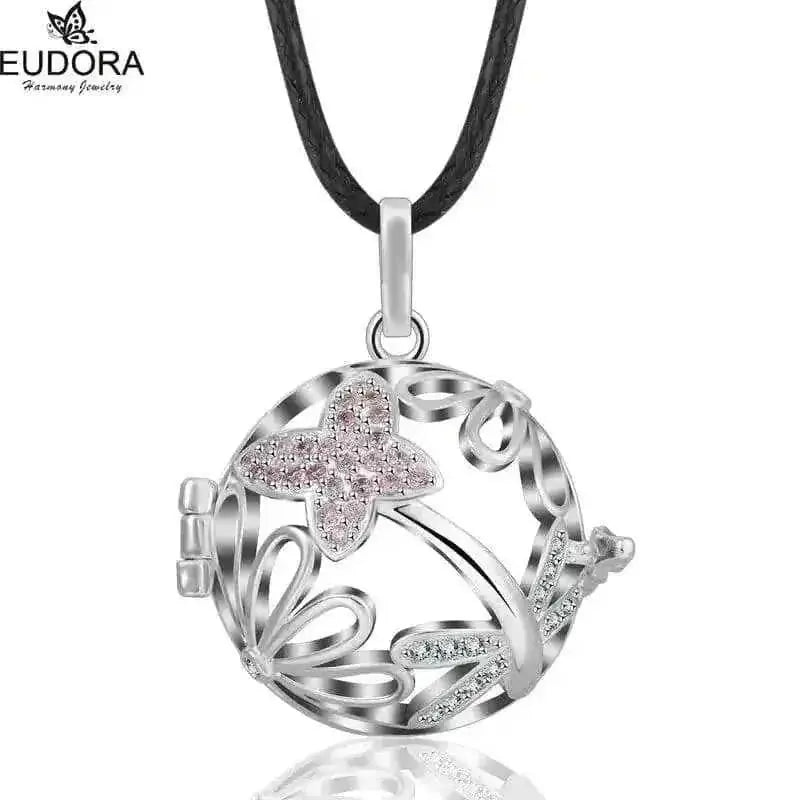 pink crystal locket necklace | 18mm pregnancy bola necklace | adjustable length maternity jewelry | ultrasonic cleaning