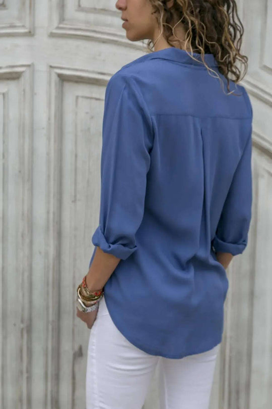 Long sleeve ladies lapel button shirt Meifu Market