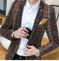 slim-fit plaid blazer | wool blend mens blazer | modern fit blazer jacket | energy saving