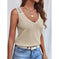 waffle knit fabric tank top | v-neck sleeveless summer top | lace trim vest top | ultrasonic cleaning