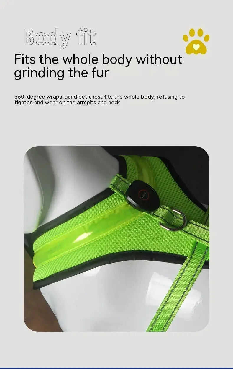 LED Luminous Dog Harness Led USB Charging Dog Chest Strap Vest Pet Safety Reflective Harness Pet Vest For Puppy Large Dog ...