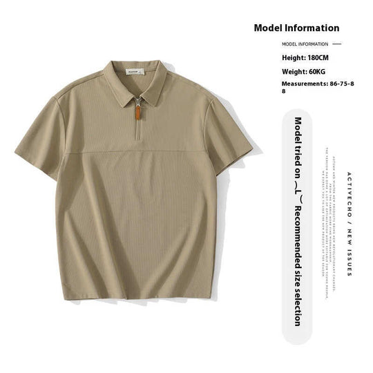 Open-Mesh Waffle Polo Shirt for Men's Relaxed Summer Style