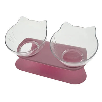 Elevated Cat Bowl - Raised Double Feeder for Neck Protection