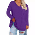 Solid Color Loose Drop Shoulder Sleeve V Neck Long Sleeve Blouse Meifu Market