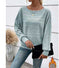 Solid Striped Batwing Sleeves T-shirt Fashion Casual Pullover Round Neck Long Sleeve Top Spring And Autumn Women's Clothing Meifu Market