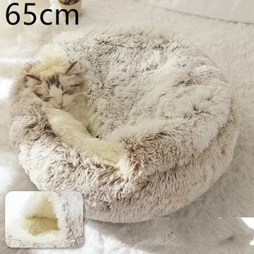 2 In 1 Dog And Cat Bed Pet Winter Bed Round Plush Warm Bed House Soft Long Plush Pets Bed Pet Products Meifu Market