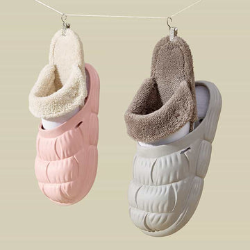 Removable Fluffy Shoes Warm Fuzzy Slippers Waterproof Non-Slip Indoor House Shoes For Women Men 