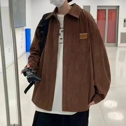 Men's Loose American Retro Corduroy Shirt