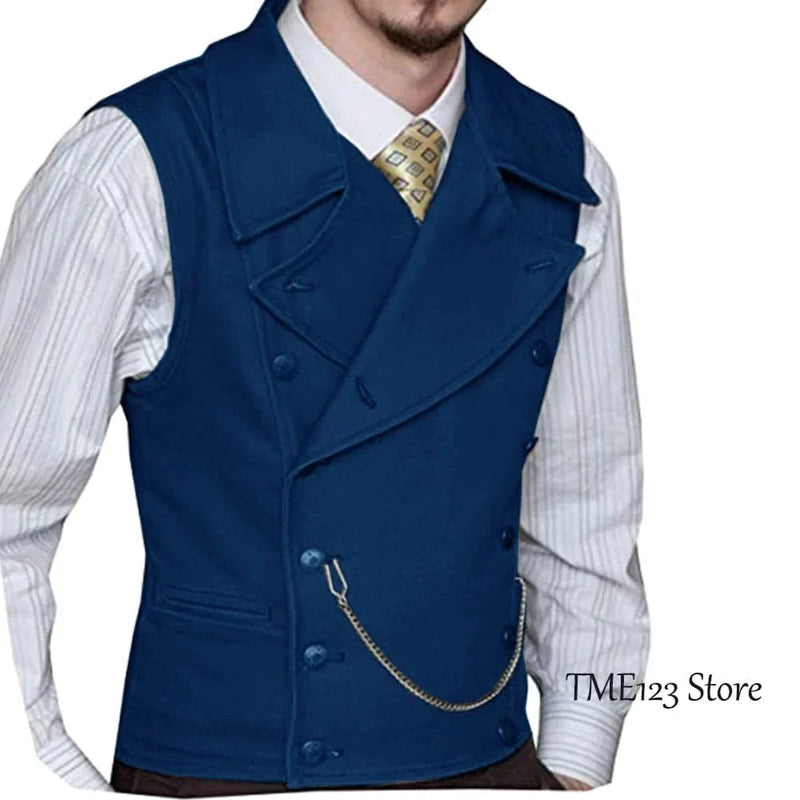victorian double-breasted vest | woolen suit vest for men | three-piece suit accessory | energy saving