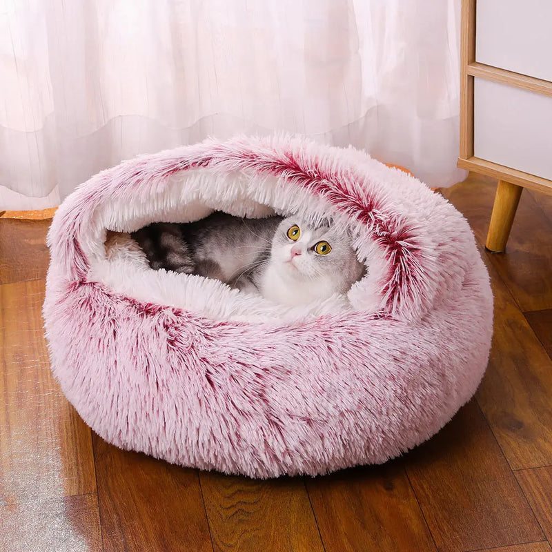 Deep Sleep Half-pack Semi-enclosed Dual-use Plush Round Pet Bed Meifu Market