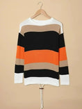 2025 Novel And Cute Style Round Neck Striped Women's Fashion Clothing Color Blocked Hoodie Autumn Sweater Women's Clothing Meifu Market