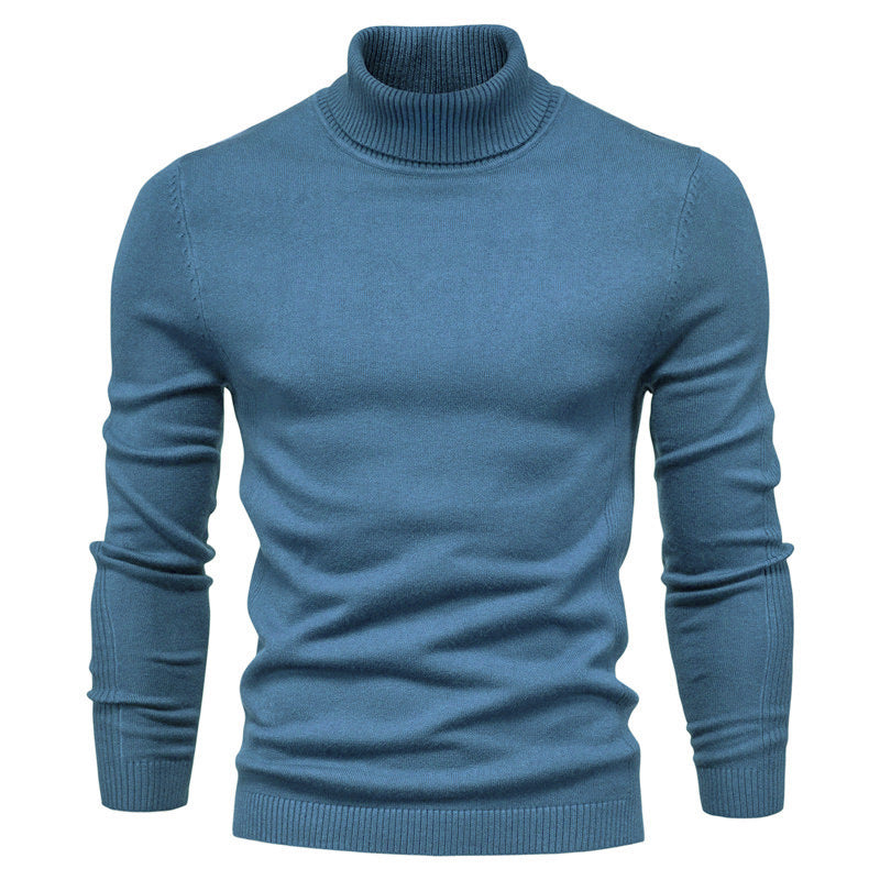 Men's Solid Color Slim Pullover Turtleneck Sweater Winter Casual Tops Clothing Meifu Market