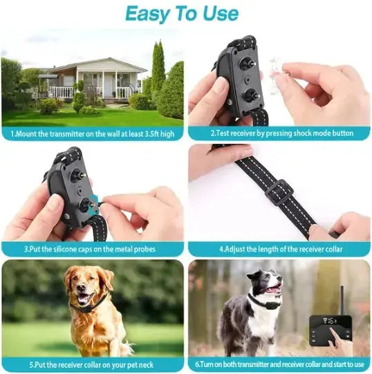 2 In 1 Wireless Electric Dog Fence Waterproof Pet Shock Boundary Containment System Electric Training Collar For Small Medium Large Dogs Meifu Market