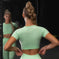 Seamless Yoga Sport Set Fitness Women Running Leggings Short Sleeve Tops Meifu Market