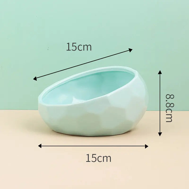 Pet Supplies Bowl Ceramic Cat Bowl Dog Bowl Oblique Mouth Meifu Market