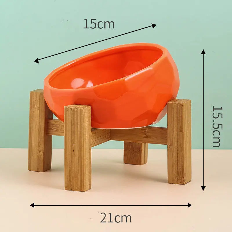 Pet Supplies Bowl Ceramic Cat Bowl Dog Bowl Oblique Mouth Meifu Market