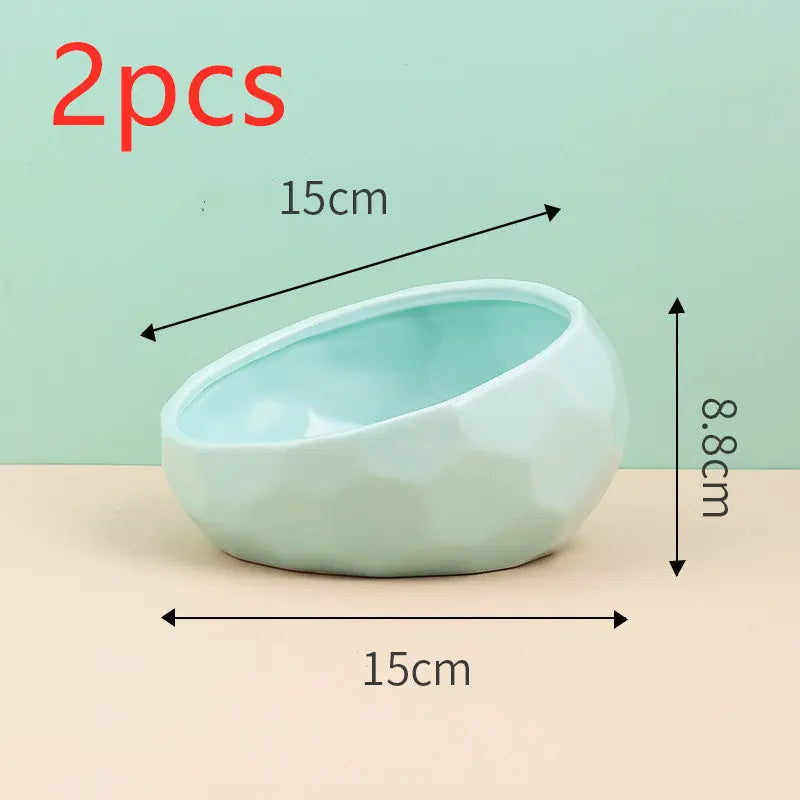 Pet Supplies Bowl Ceramic Cat Bowl Dog Bowl Oblique Mouth Meifu Market