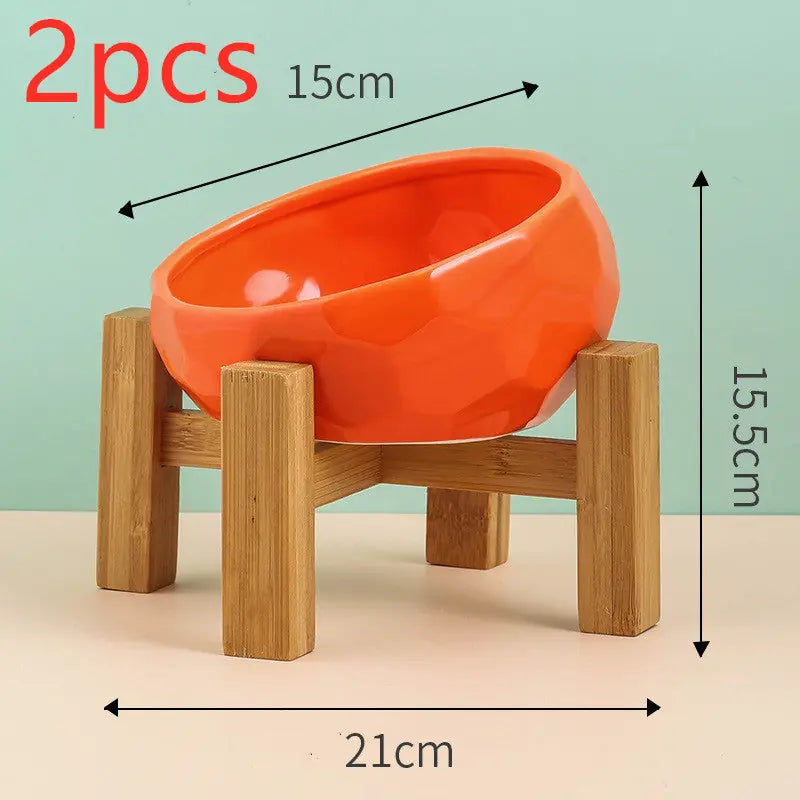 Pet Supplies Bowl Ceramic Cat Bowl Dog Bowl Oblique Mouth Meifu Market
