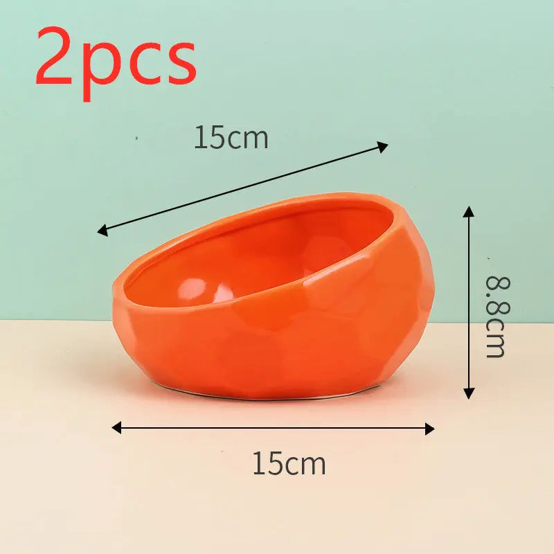 Pet Supplies Bowl Ceramic Cat Bowl Dog Bowl Oblique Mouth Meifu Market