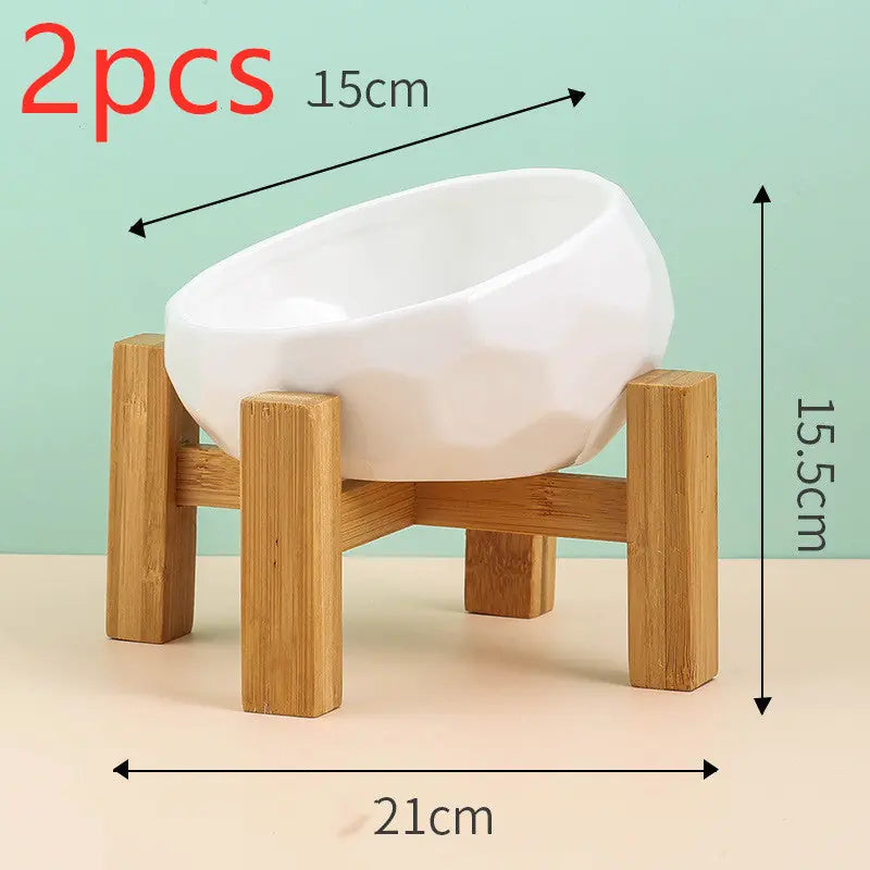 Pet Supplies Bowl Ceramic Cat Bowl Dog Bowl Oblique Mouth Meifu Market