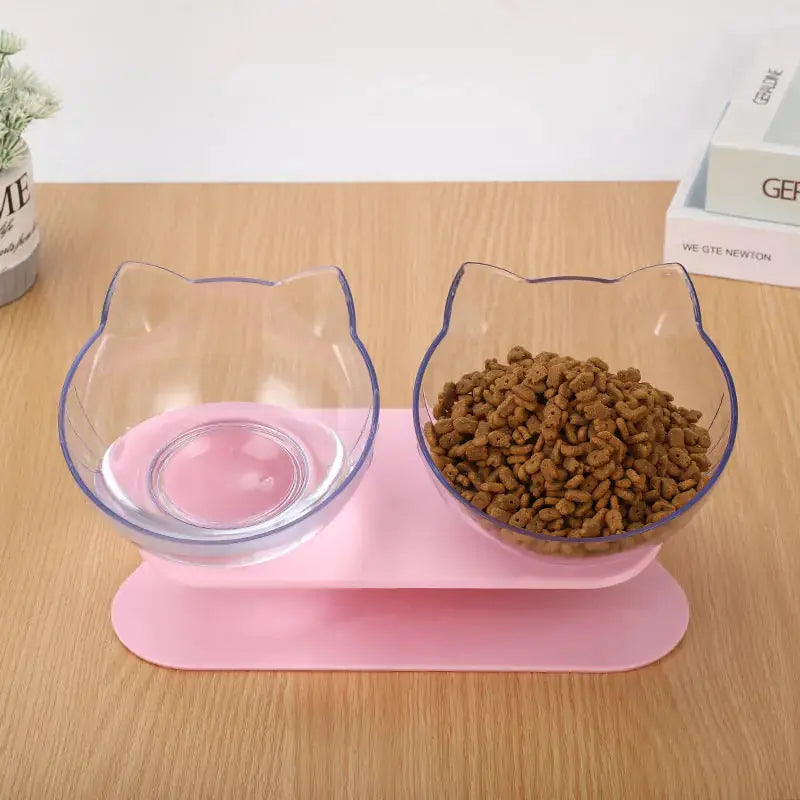 New Inclined Food Cat Ear Oblique Mouth Transparent Single Pet Bowl Meifu Market