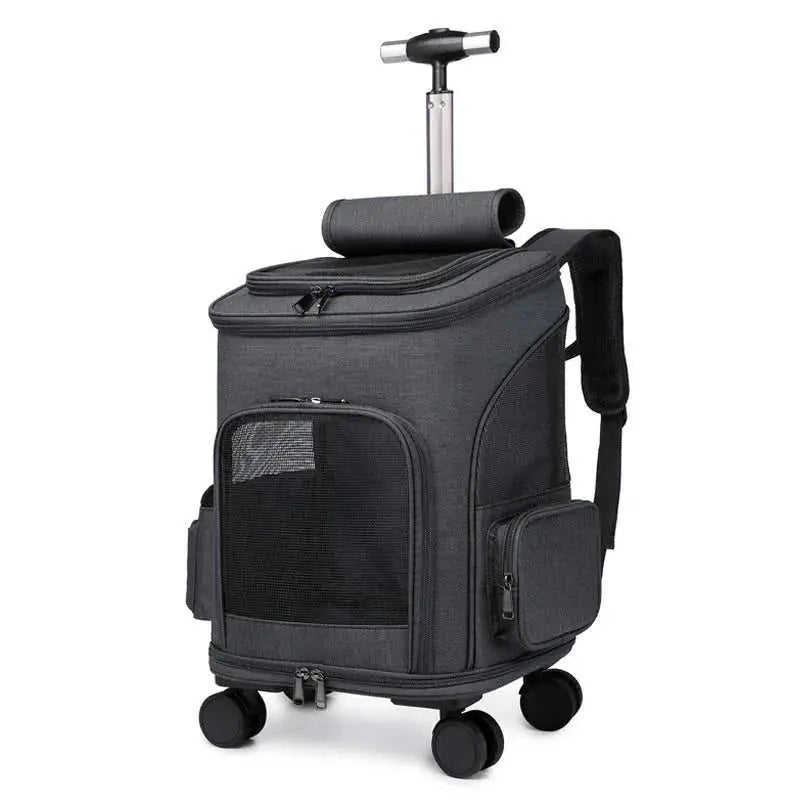 Portable Folding Trolley Pet Backpack Traveling Cat Backpack With Universal Wheel Trolley Pet Bag Meifu Market