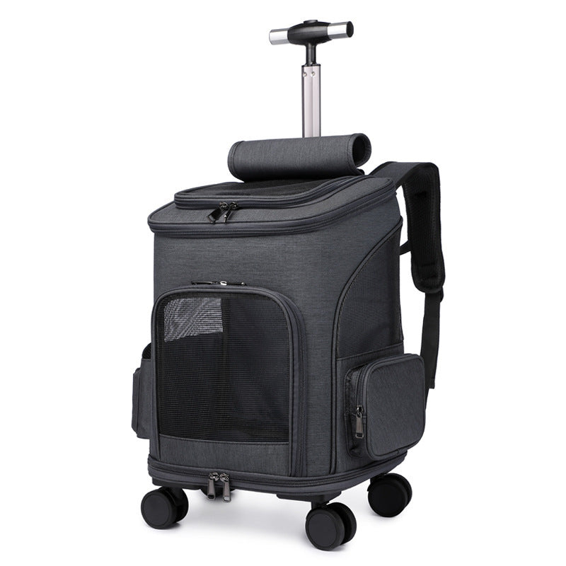 Portable Folding Trolley Pet Backpack Traveling Cat Backpack With Universal Wheel Trolley Pet Bag Meifu Market