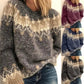Casual Pullover Jacquard Sweater Autumn And Winter Fashion Ethnic Style Knitted Tops Women's Clothing Meifu Market