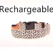 LED Dog Collar Safety Adjustable Nylon Leopard Pet Collar Meifu Market