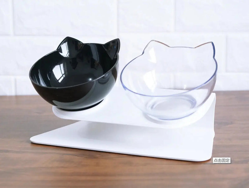 New Inclined Food Cat Ear Oblique Mouth Transparent Single Pet Bowl Meifu Market