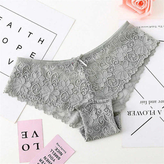 Underpants Women's Low-Waist Lace Sexy Hot Full Transparent Girl's Seamless Briefs Cover Buttocks Big Size Meifu Market