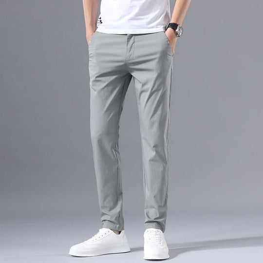 Men's Korean Slim Straight Casual Chinos | Cotton Blend Dress Pants - Meifu Market
