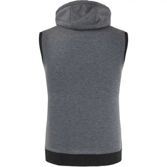 Men Camouflage Jacket Vest Casual Hooded Zip Sleeveless Tops L - side view showing details