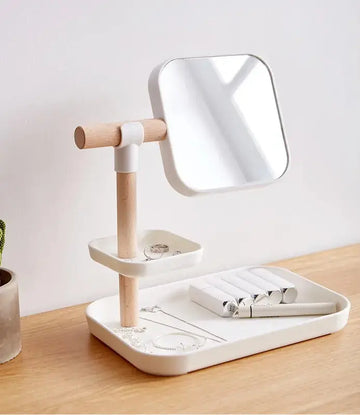 Desktop Cosmetics Storage Box Makeup Brush Lipstick Mask Skin Care Products With Mirror Dressing Table Finishing Rack