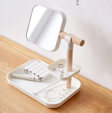 Desktop Cosmetics Storage Box Makeup Brush Lipstick Mask Skin Care Products With Mirror Dressing Table Finishing Rack