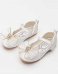 Spring New Girls' Single Shoes Cute Bow Rhinestone Soft Sole Flat Shoes 