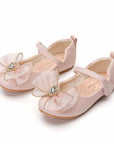 Spring New Girls' Single Shoes Cute Bow Rhinestone Soft Sole Flat Shoes