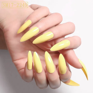 Long Pointed False Nails Solid Color Nails Salon Nails Almond Nail Patches Finger Nails Meifu Market