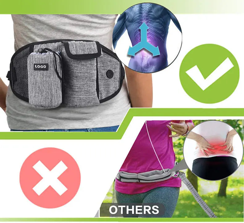 Dog Training Leash Waist Bag Hands-Free Outdoor Pet Running Walking Leash Portable Dog Food Water Cup Storage Bags Meifu Market