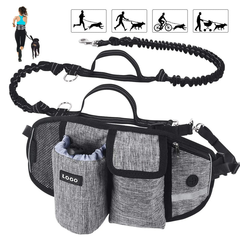 Dog Training Leash Waist Bag Hands-Free Outdoor Pet Running Walking Leash Portable Dog Food Water Cup Storage Bags Meifu Market