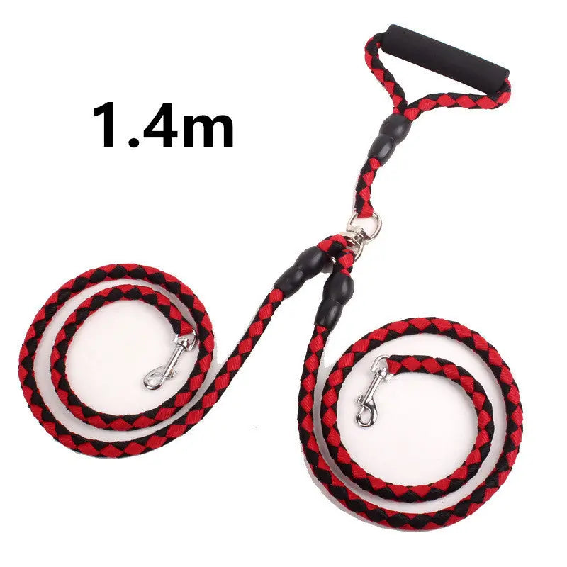 Double-Ended Traction Rope For Walking The Dog Hand-Double-Ended Traction Rope One Plus Two Leash Collar Pet Supplies Dog Collar Meifu Market