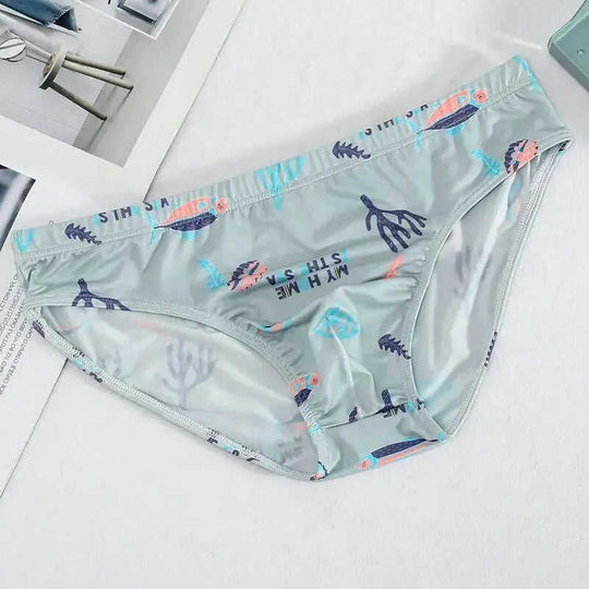 Men's Ice Silk Printed Briefs Breathable Seamless Underwear Meifu Market