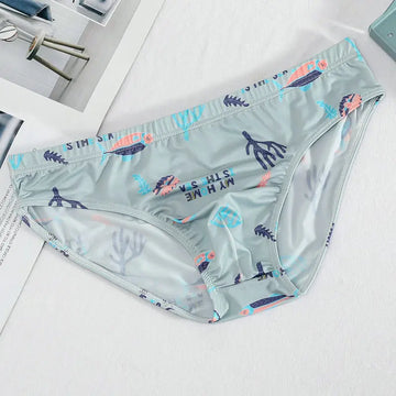 Briefs Printed Ice Silk Underwear Breathable Refreshing Thin Panties Meifu Market