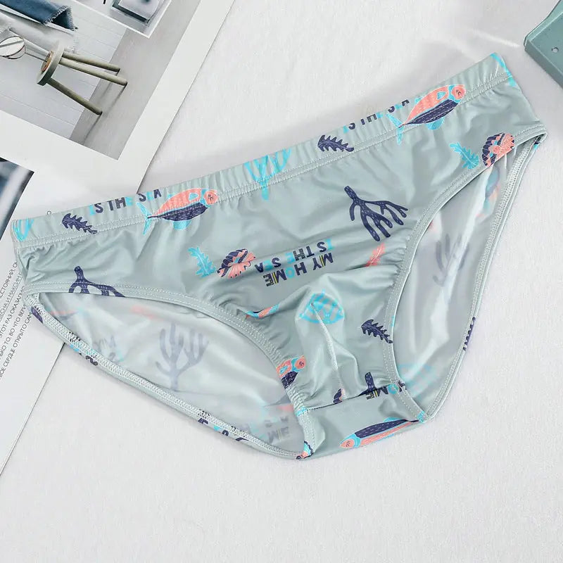 Briefs Printed Ice Silk Underwear Breathable Refreshing Thin Panties Meifu Market